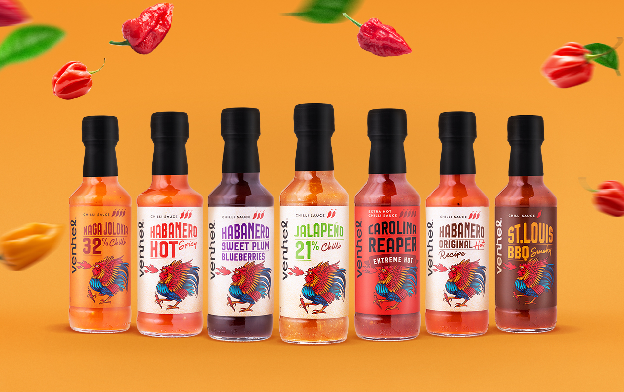 這款辣椒醬用噴火的公雞做為核心視覺(jué)(圖1)