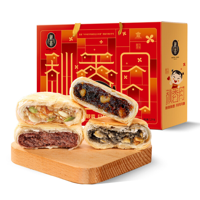 秋香 蘇式月餅 24餅4味 1.2kg 禮盒裝包裝禮盒產(chǎn)品包裝創(chuàng)意設(shè)計欣賞(圖1)